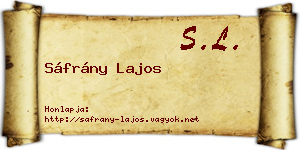 Sáfrány Lajos névjegykártya